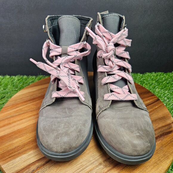Sorel Evie II Boots Women's 7.5 Gray Leather Hidden Wedge Waterproof Ankle Boots - Picture 6 of 11